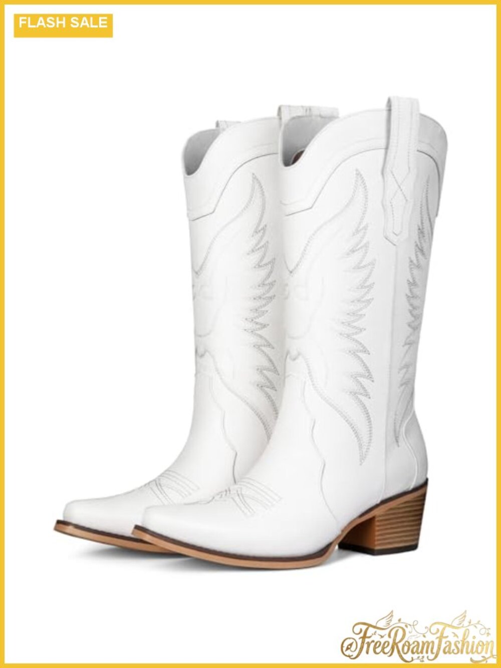 Pasuot Faux Leather Women's Cowboy Boots Snip Toe Mid Calf Chunky Heel Western